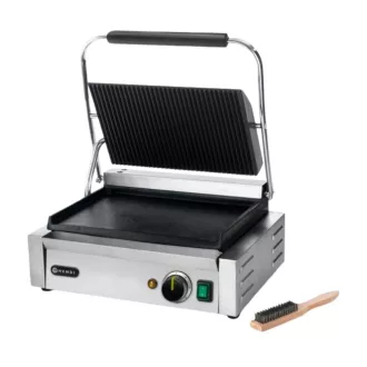   Grătar de contact Hendi, 1 zonă, suprafață striată din fontă, 2,2 kW
