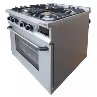   Mașină de gătit cu gaz  EMAX și cuptor electric static GN1/1, 4 arzătoare, 19,45 kW